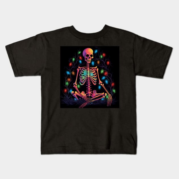 skeleton Santa Kids T-Shirt by MZeeDesigns